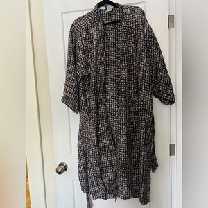 Vintage 💯 Silk Navy Cream Robert Stock Unisex Free Size Kimono Robe